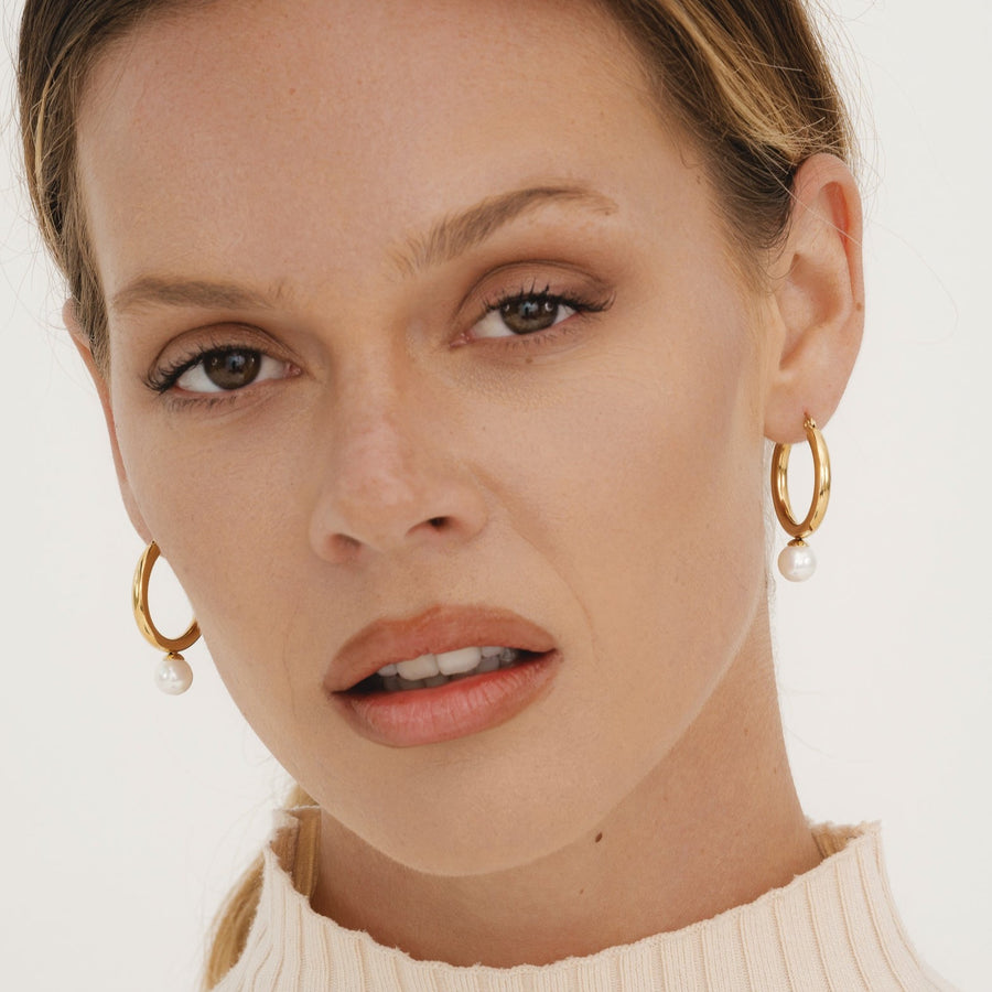 Maxi Pearl Hoop Earrings – D.Louise Jewellery